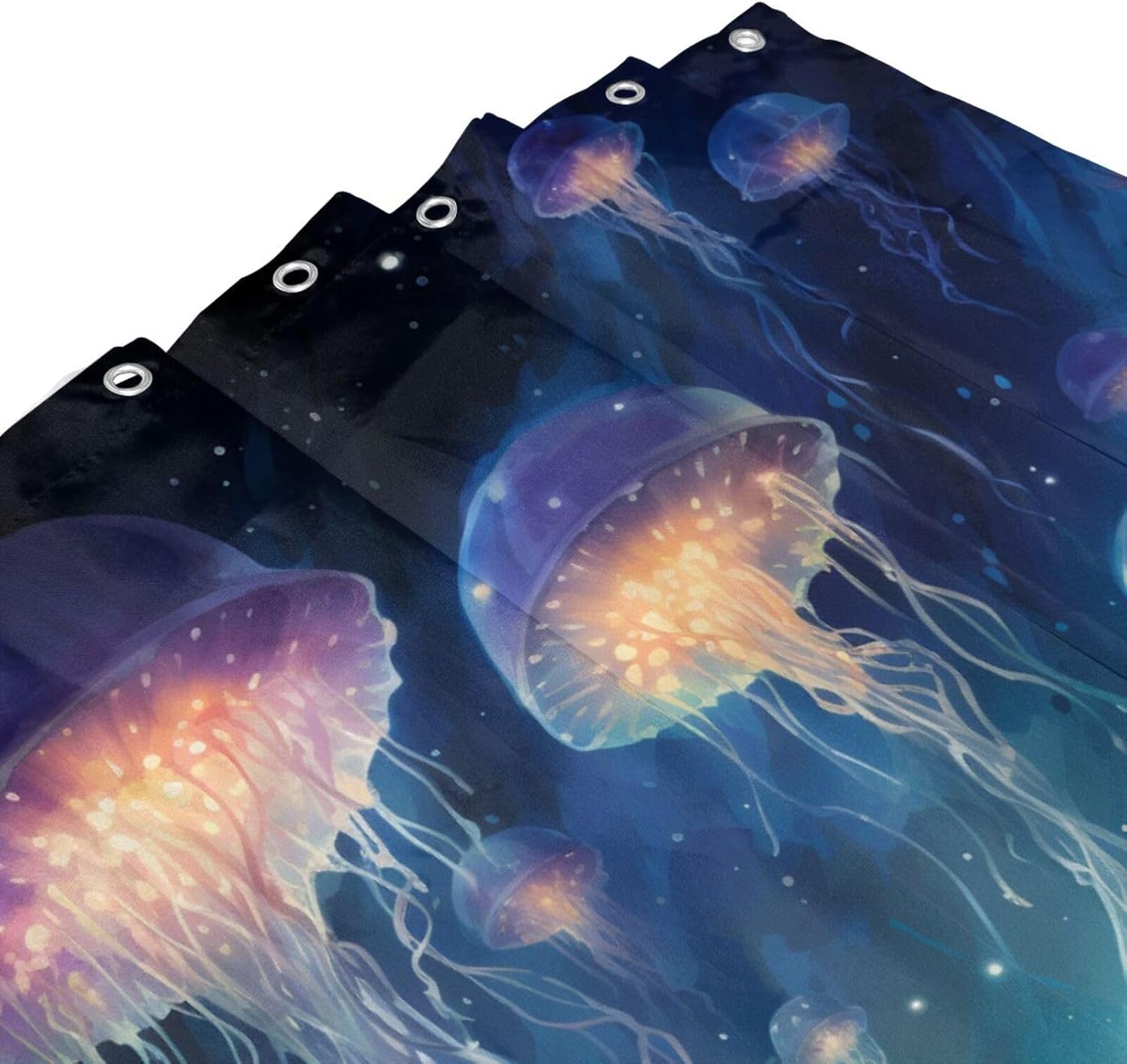 Blue Jellyfish Shower Curtain Set with 12 Hooks 72x72in