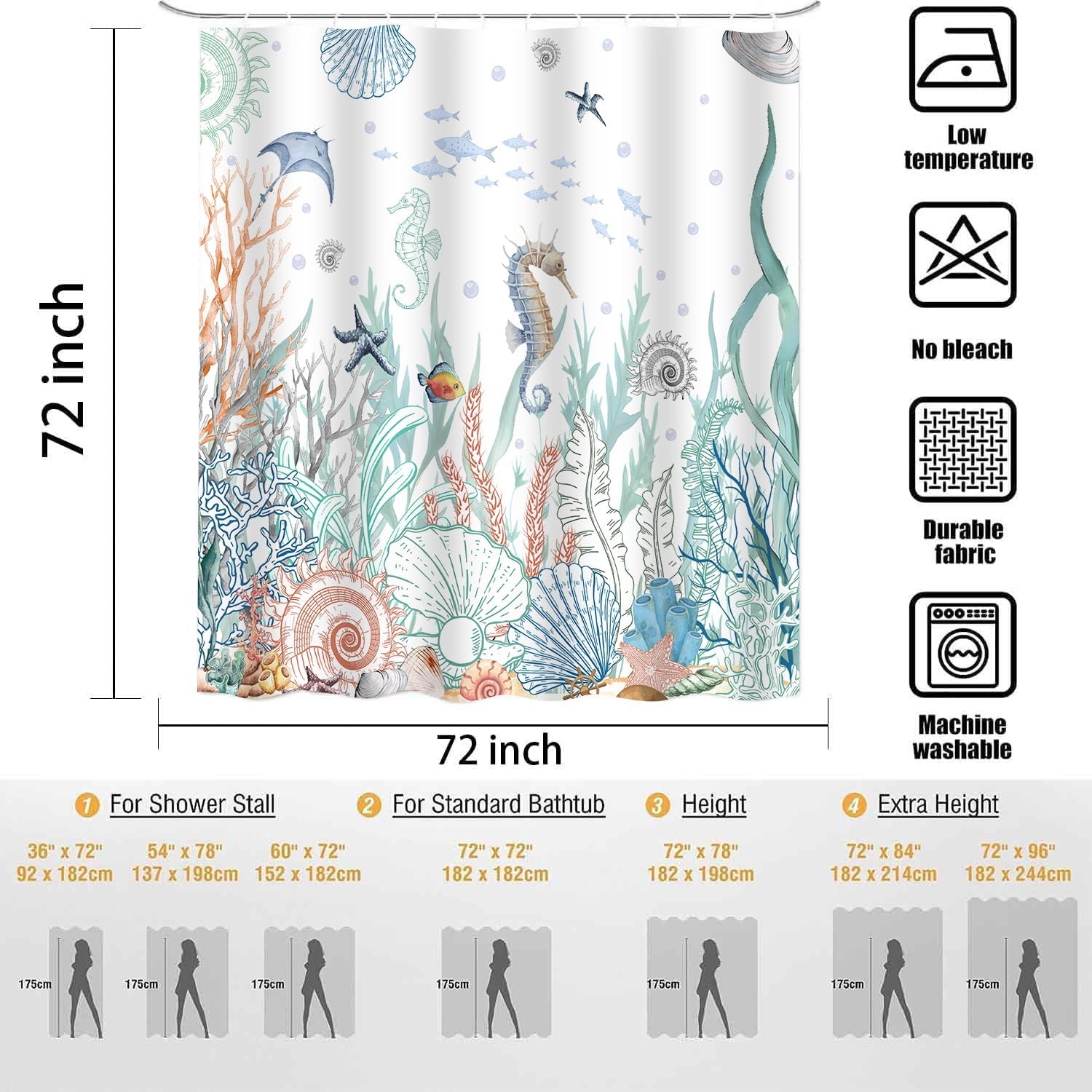 PAEOT Nautical Coastal Shower Curtain Set