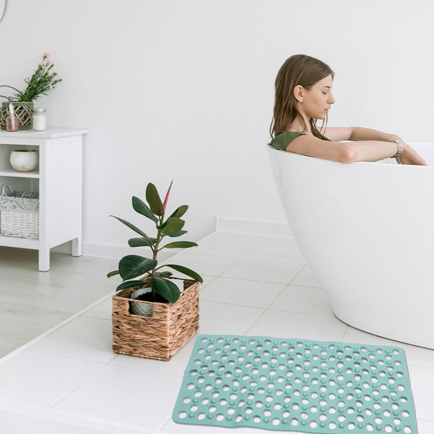 HOMSFOU Non-Slip Suction Shower Floor Mat
