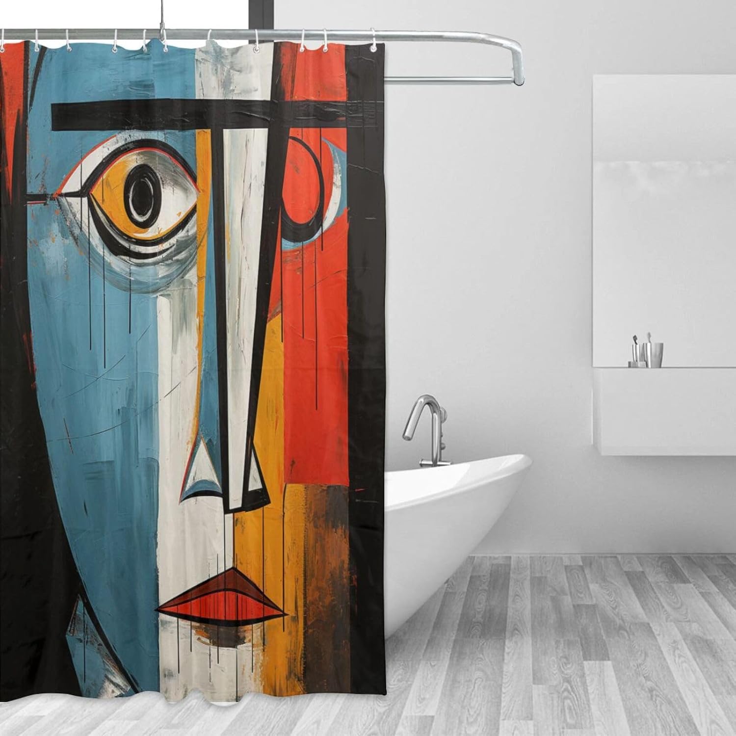 DAOWANGZUO Female Face Shower Curtain Set with 12 Hooks 72x72in