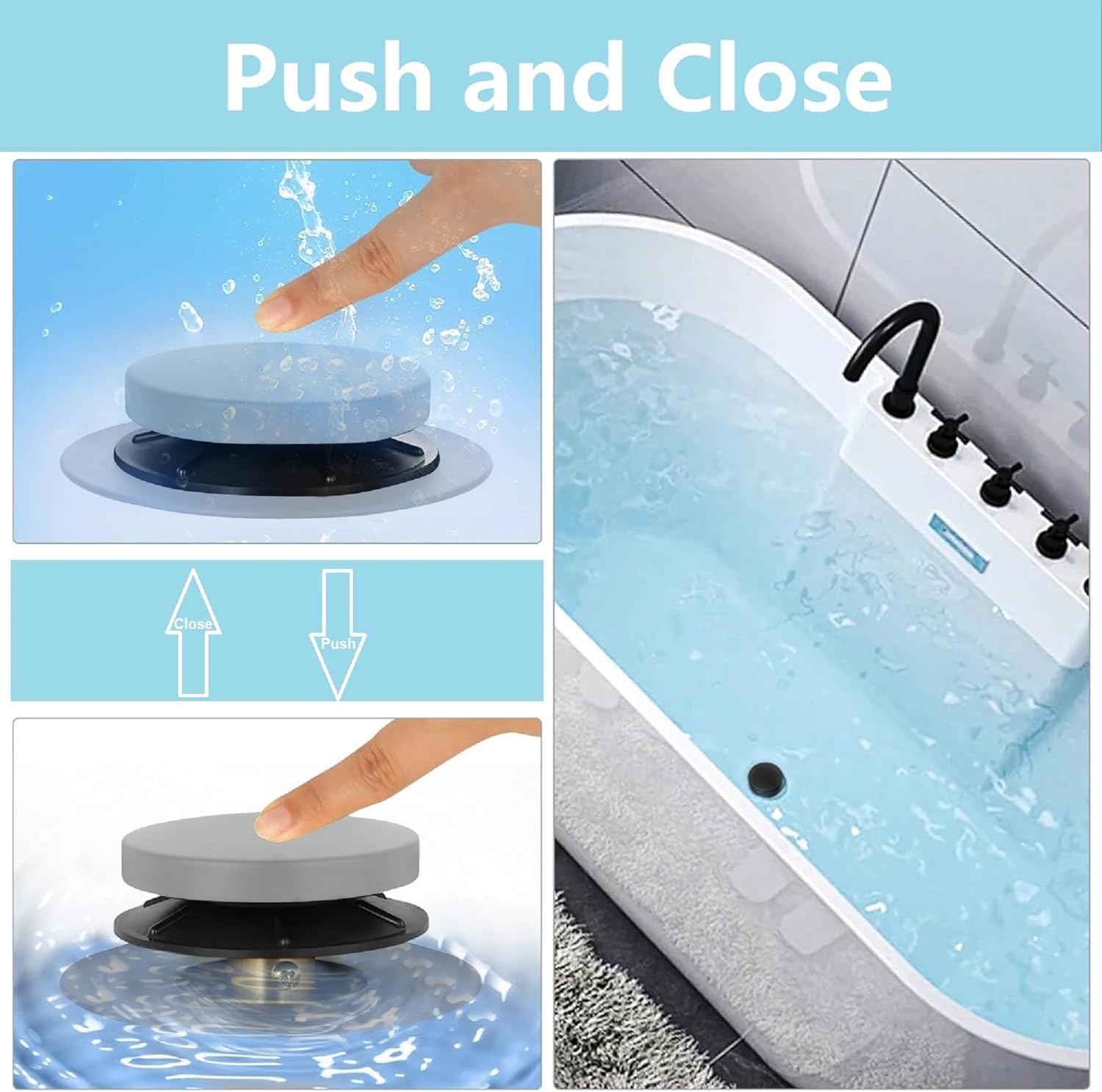 Gironde New Update Silicone Tub Stopper Gasket 2Pack Black