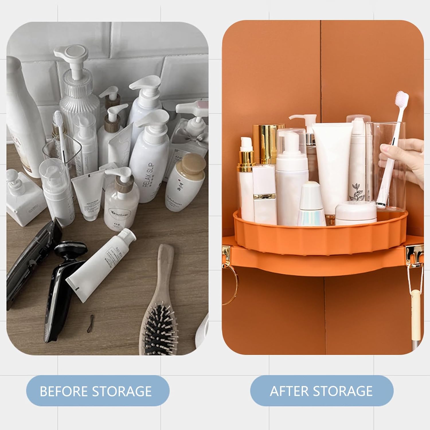 Corner Shower Caddy with 360 Rotate Lazy Susan Organizer