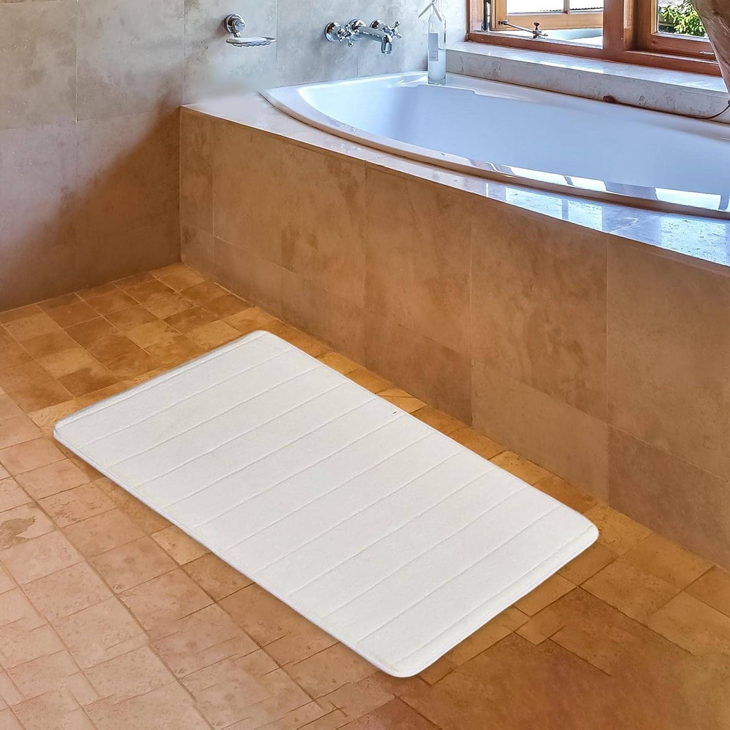 Duiaynke Floor Mat Anti-Skid Bathtub Rug Beige 40x60cm