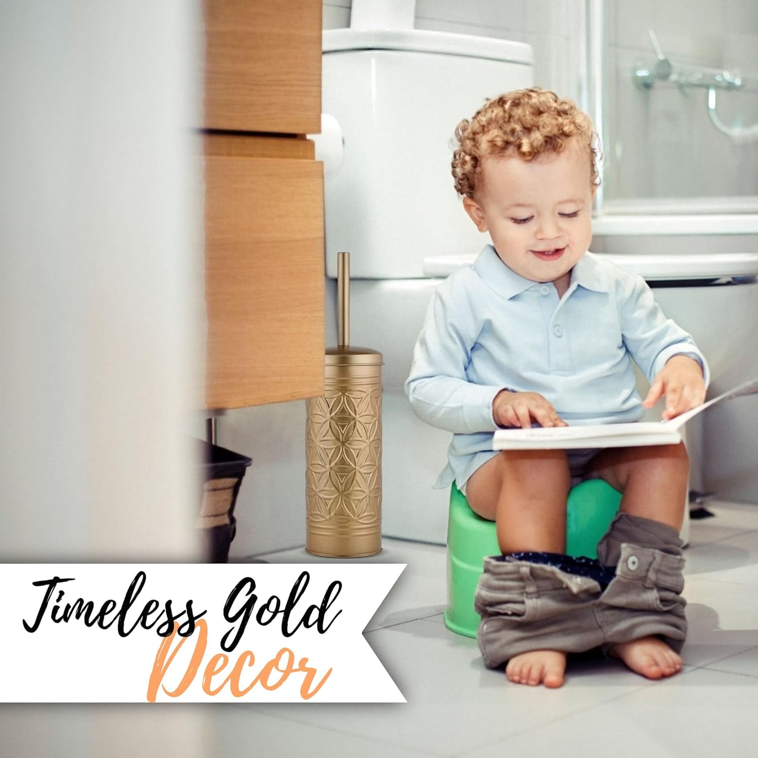 Autumn Alley Brushed Gold Toilet Brush Set