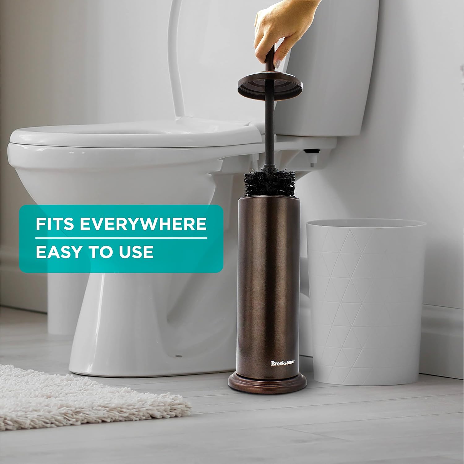Brookstone Bronze Toilet Brush with Holder 1
