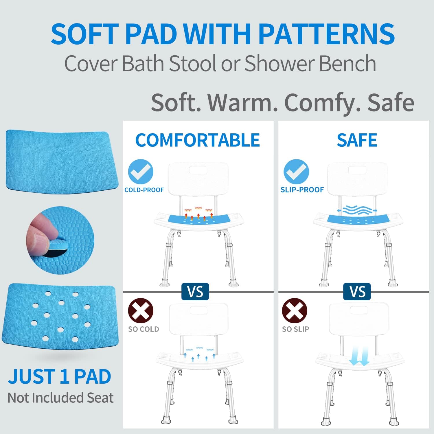 Non Slip Mat for Shower Stool with Adhesive Backing