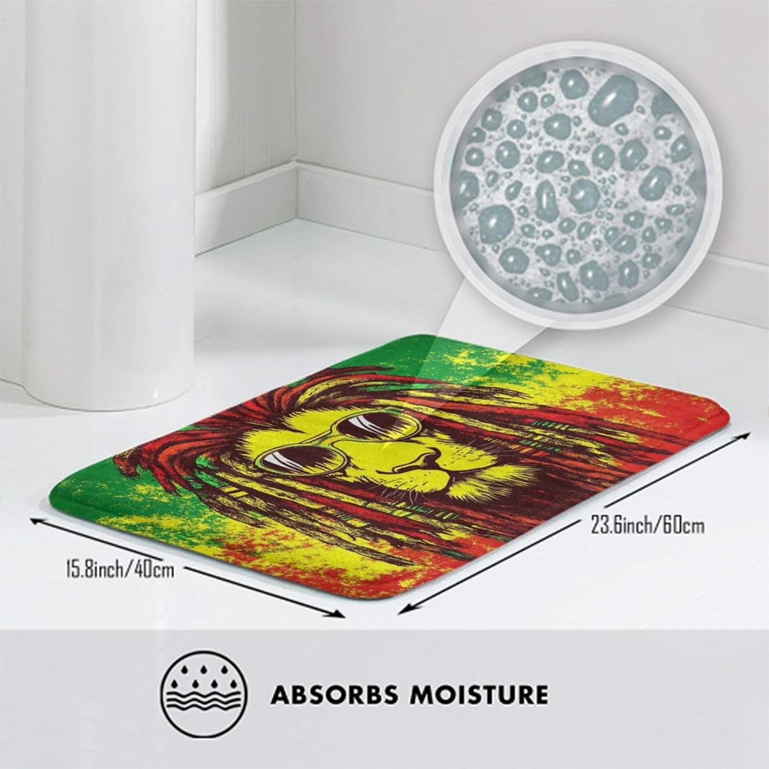 BoomDragon Anti-Slip Bathtub Mat with Cool Reggae Design