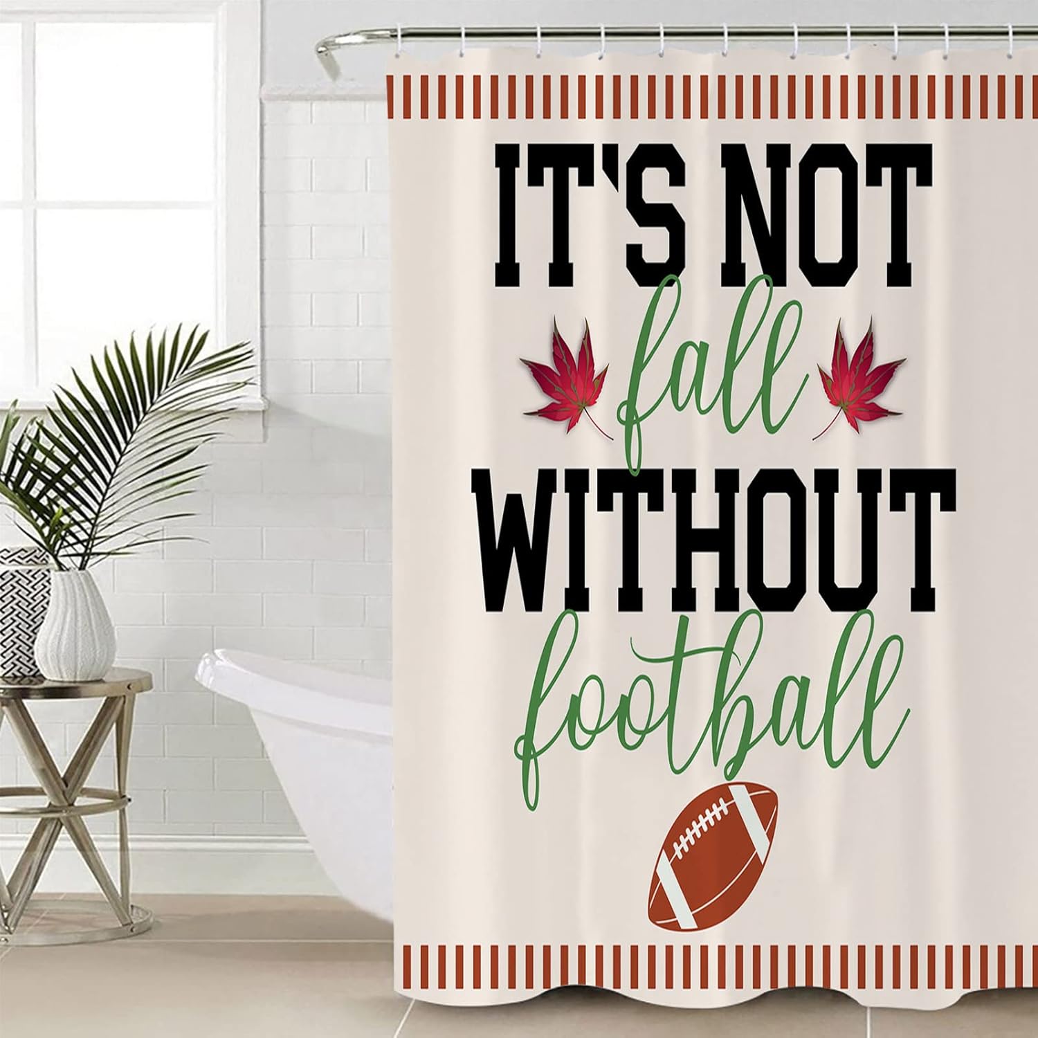 ZOE GARDEN Football Shower Curtain Set 54x78 with Hooks