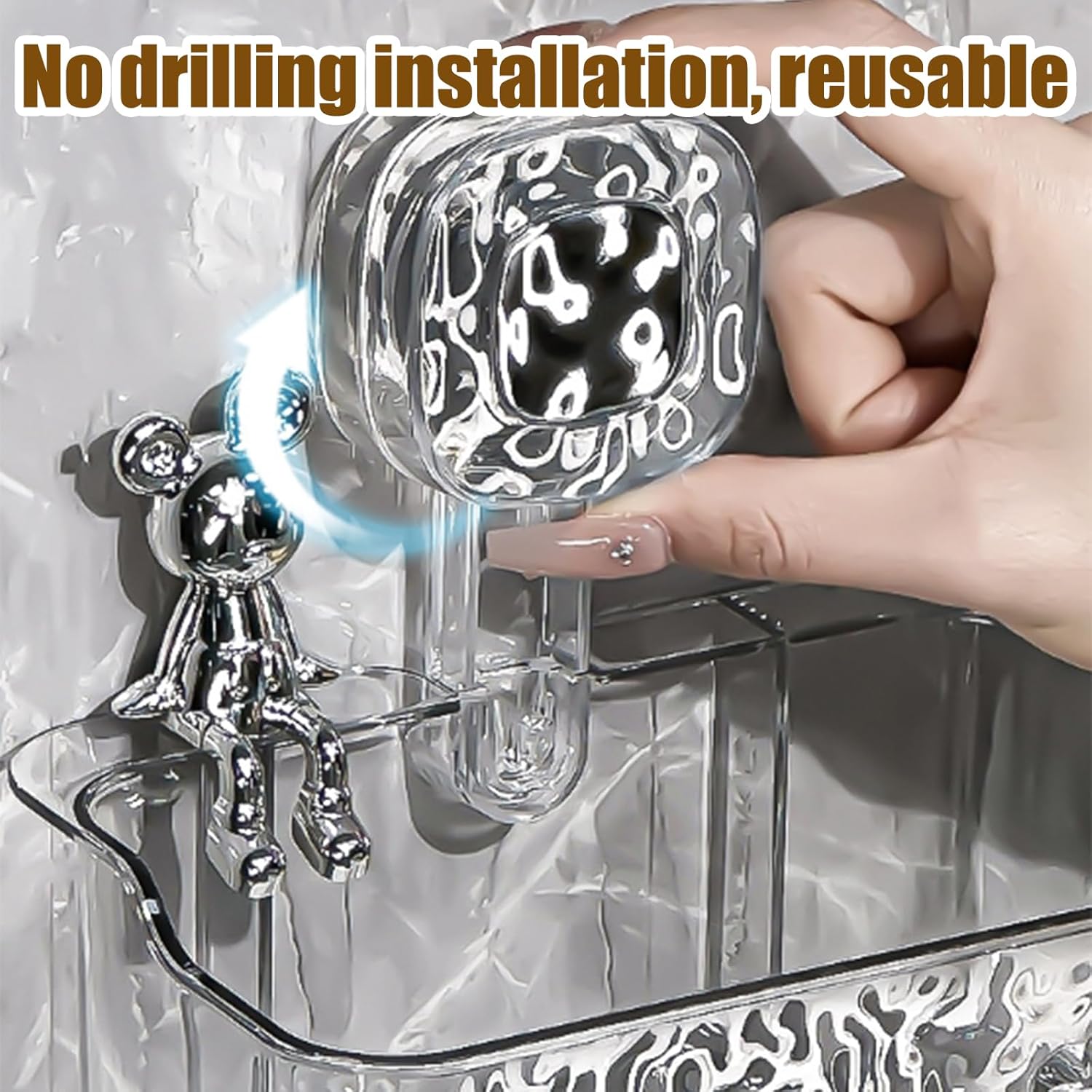 Corrugated Suction Cup Shower Caddy - No Drill White 1PC