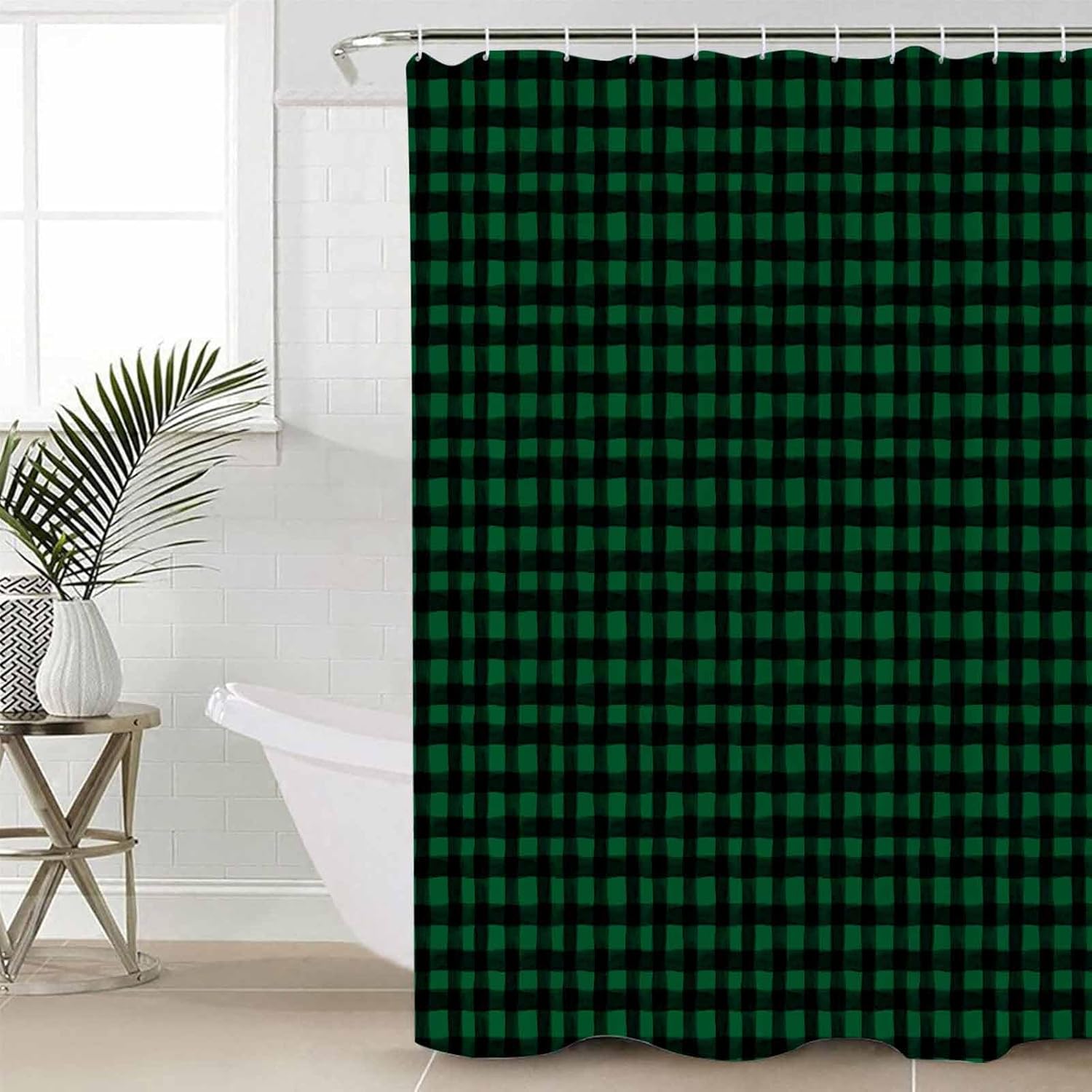 ZOE GARDEN Farmhouse Plaid St Patricks Day Shower Curtain Set