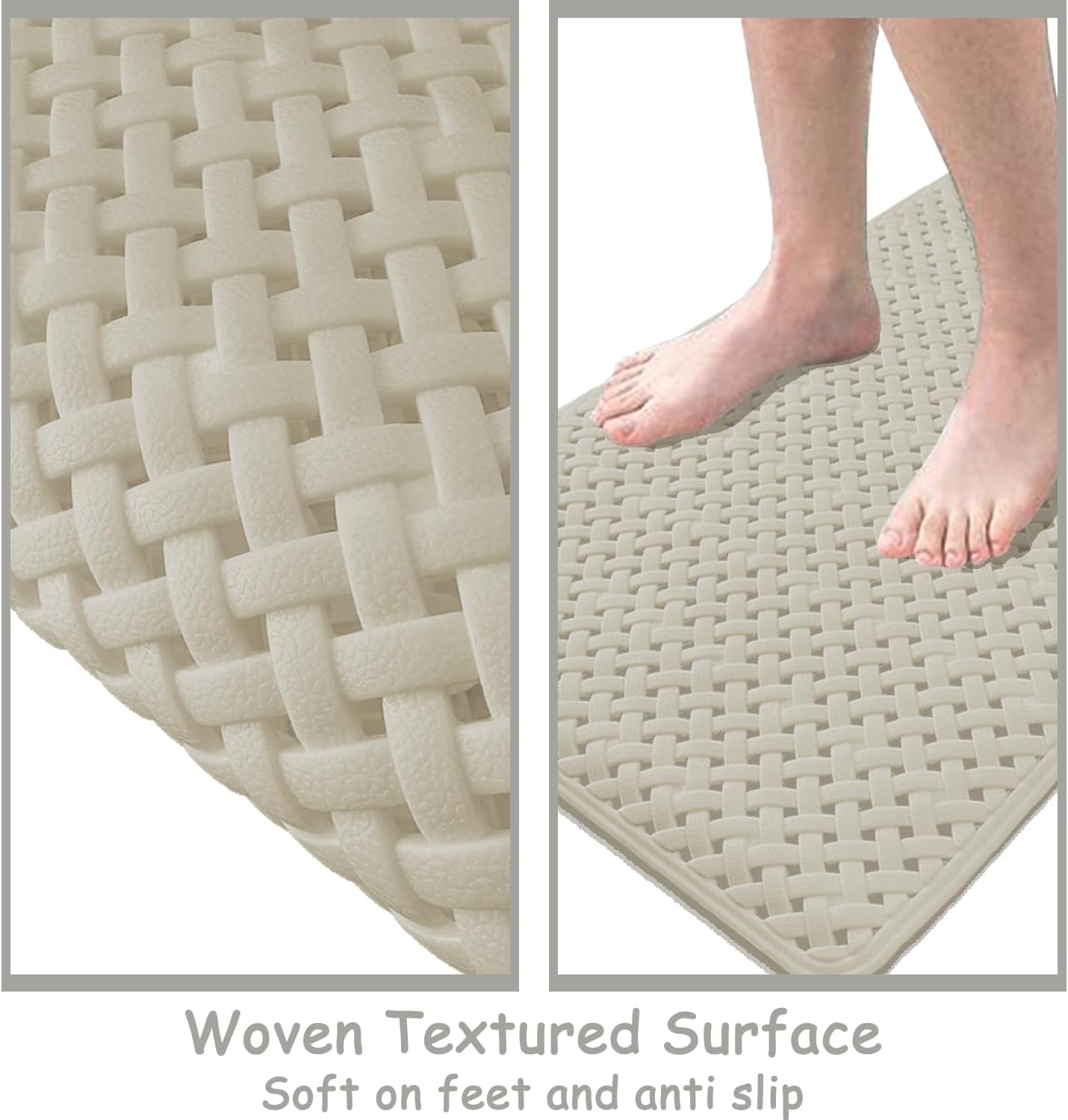 Fnnezkn Non-Slip Bathtub Mat with Suction Cups and Drain Holes
