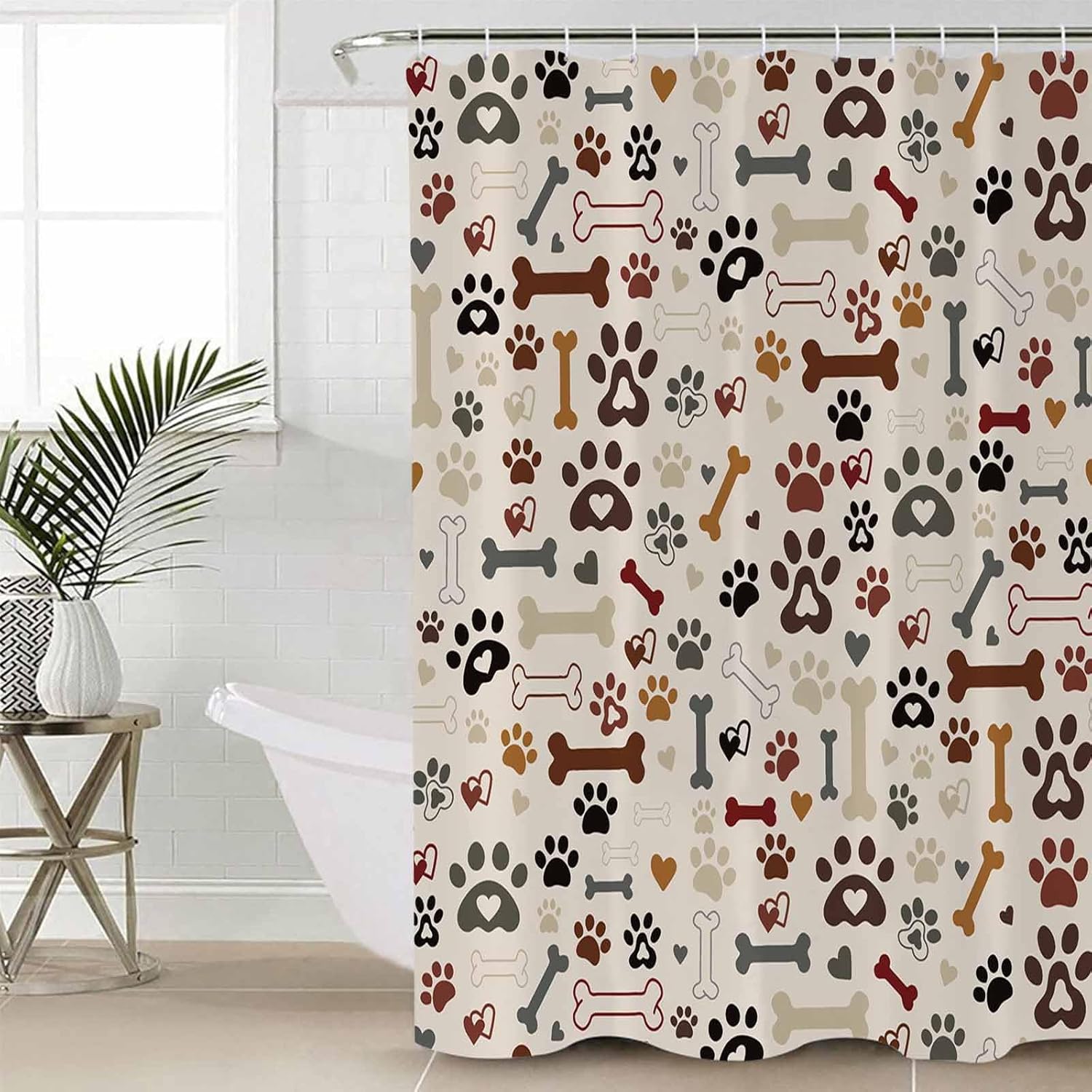 ZOE GARDEN Dog Claws Love Shower Curtain Set