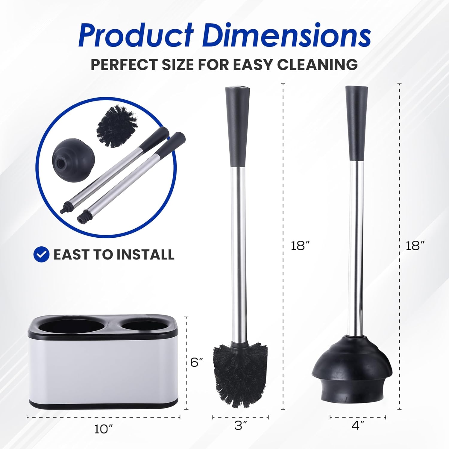 My Joy Shop Stainless Steel Toilet Brush and Holder Set