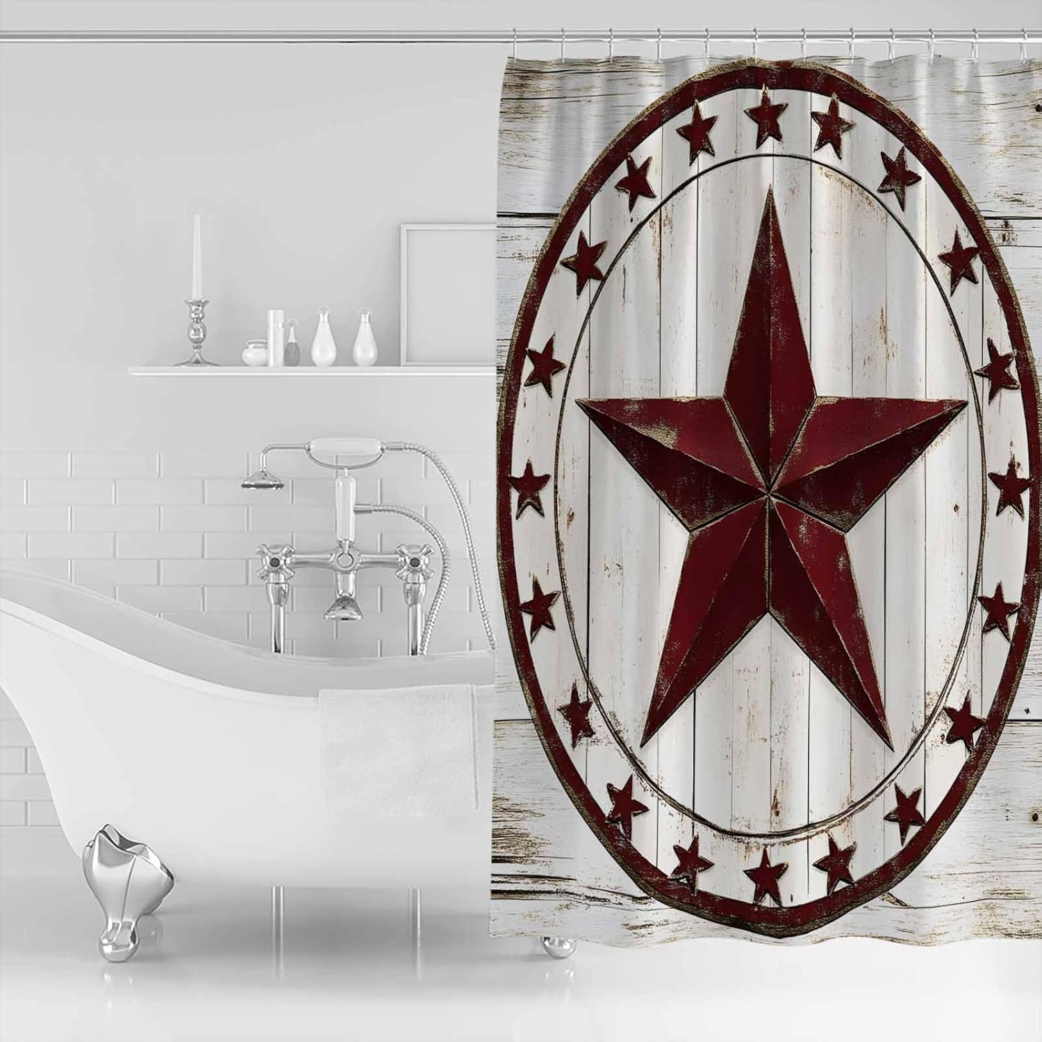ZOE GARDEN Rustic Country Shower Curtain Set 72x72 1