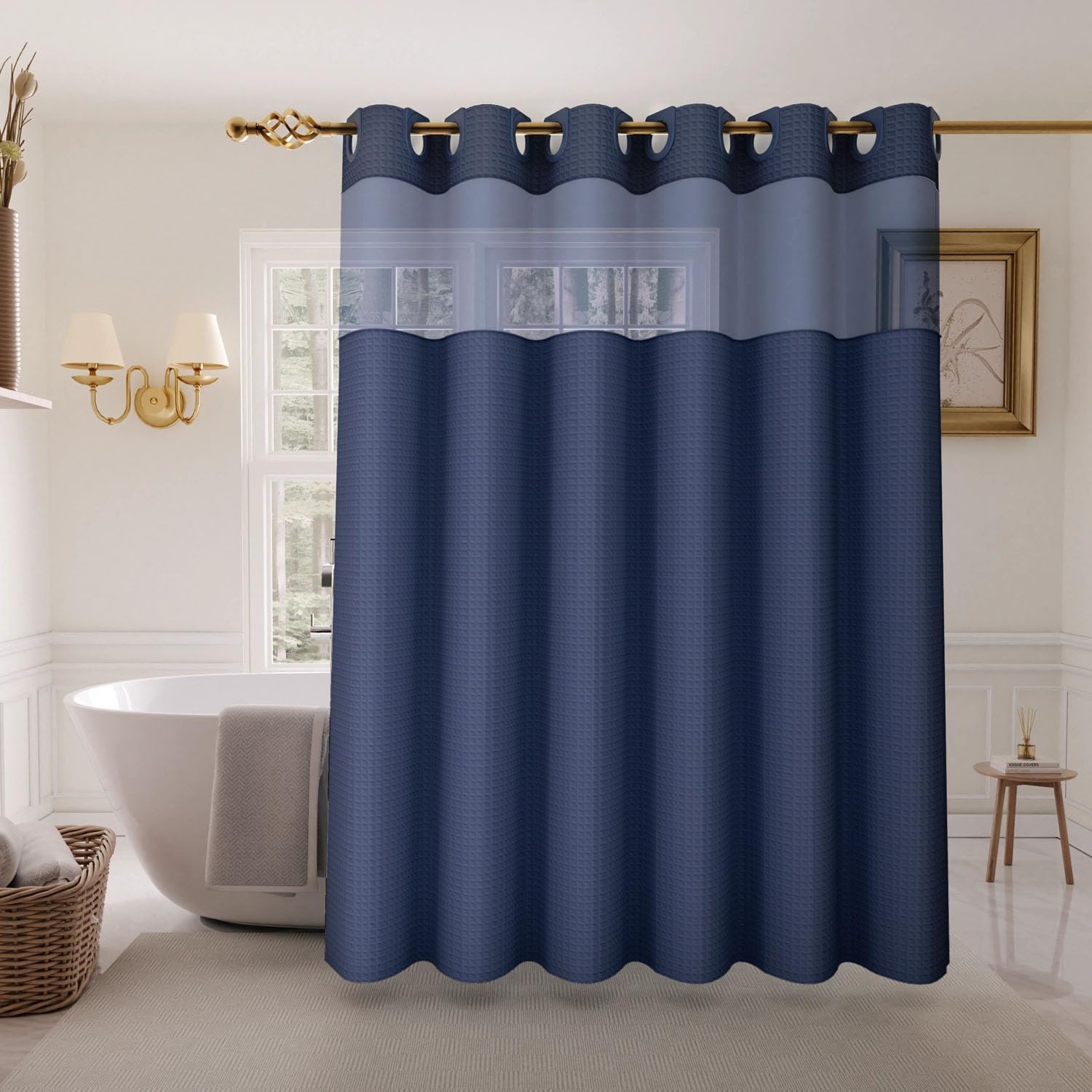 Inhousolu Premium No Hook Shower Curtain Set