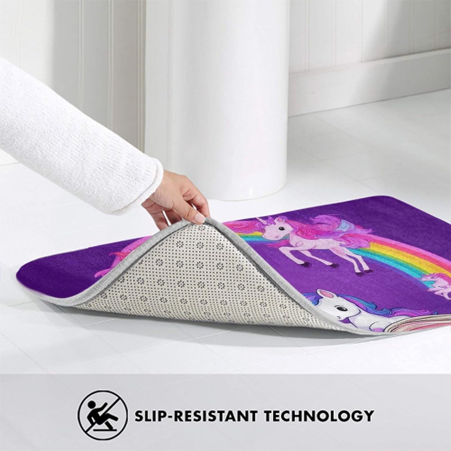 BoomDragon Anti-Slip Bathtub Mat with Rainbow Unicorn Design