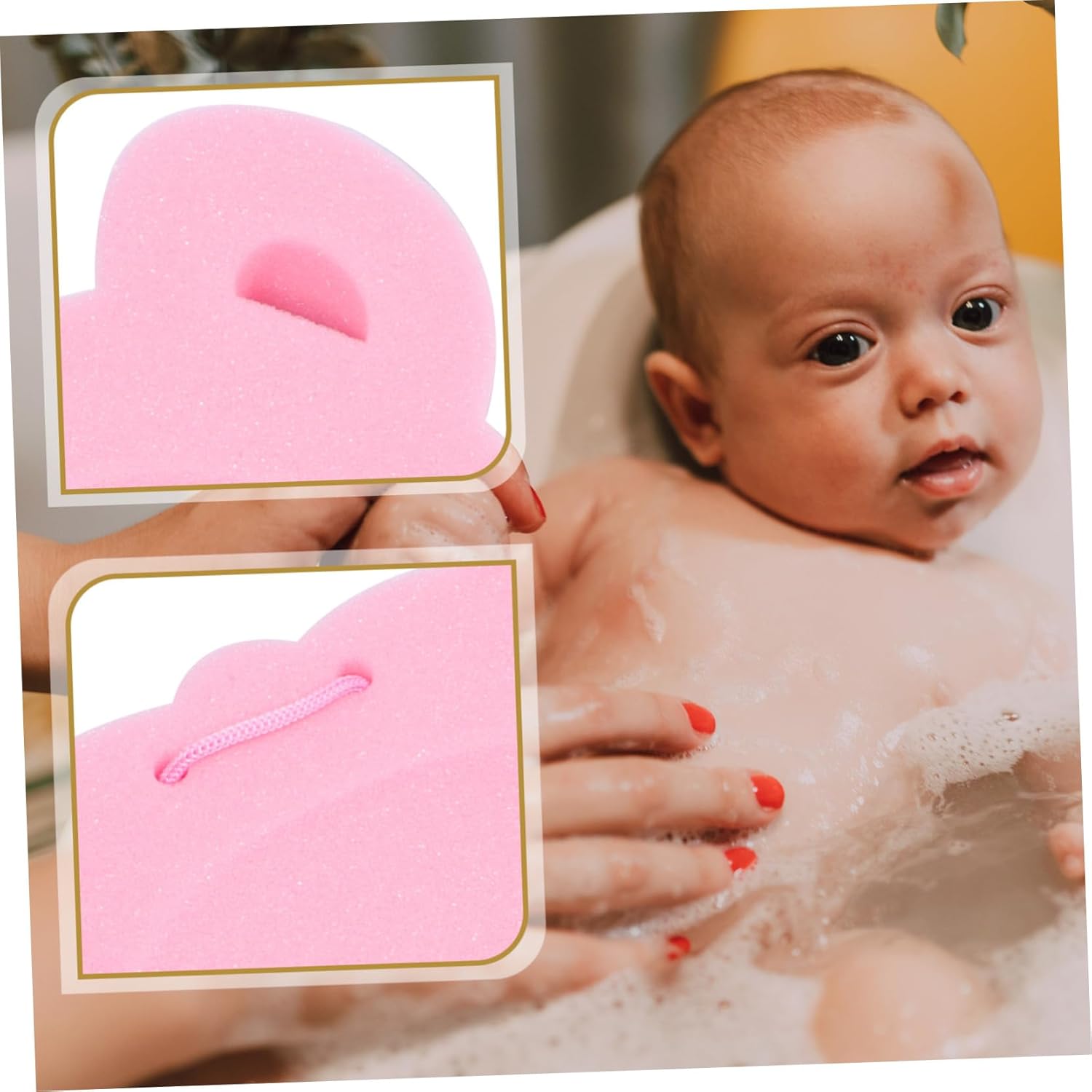 Hoement Baby Sponge Mat Non-Slip Bath Cushion Pink 1