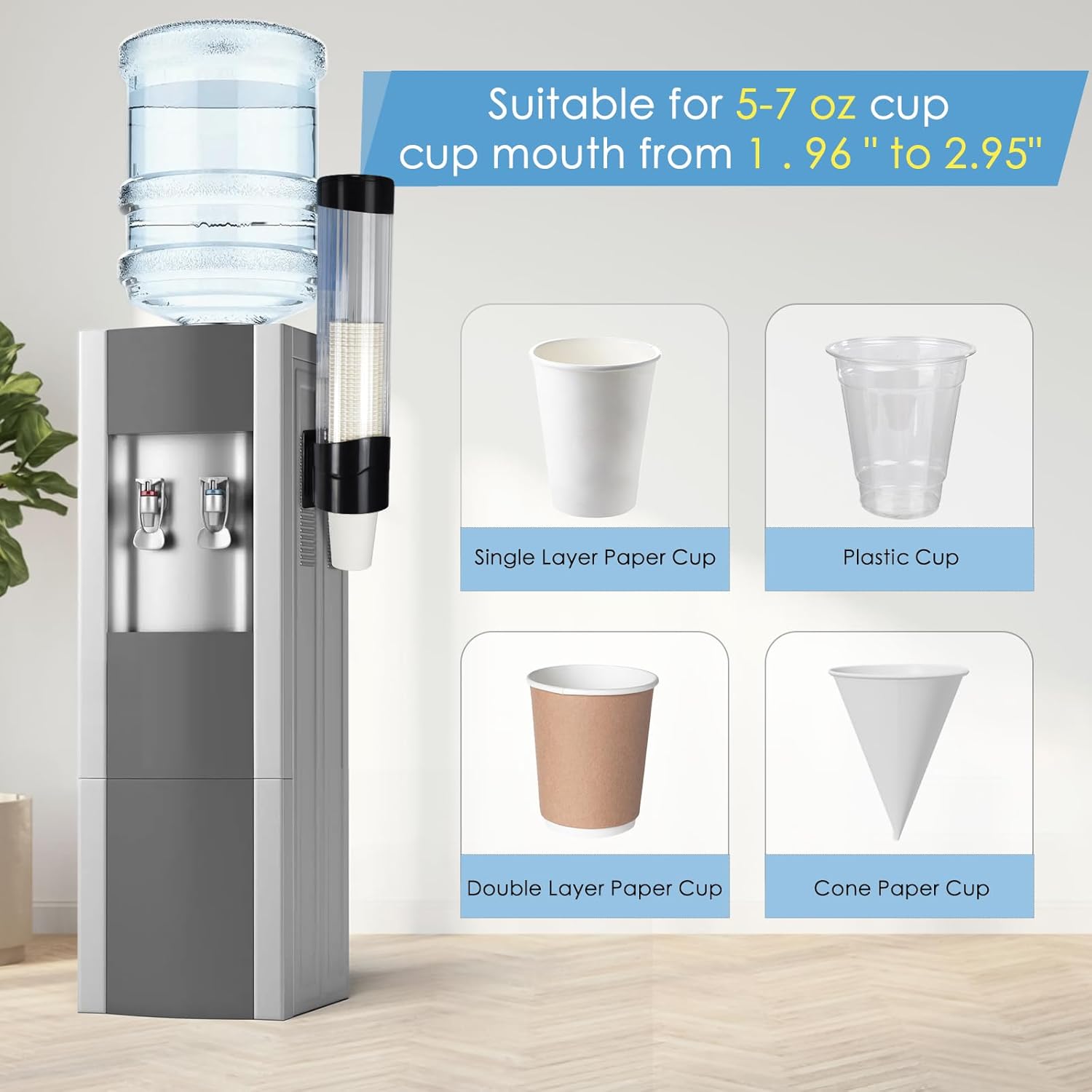 Samhe Medium Pull Cup Dispenser Black 16 Tube Length
