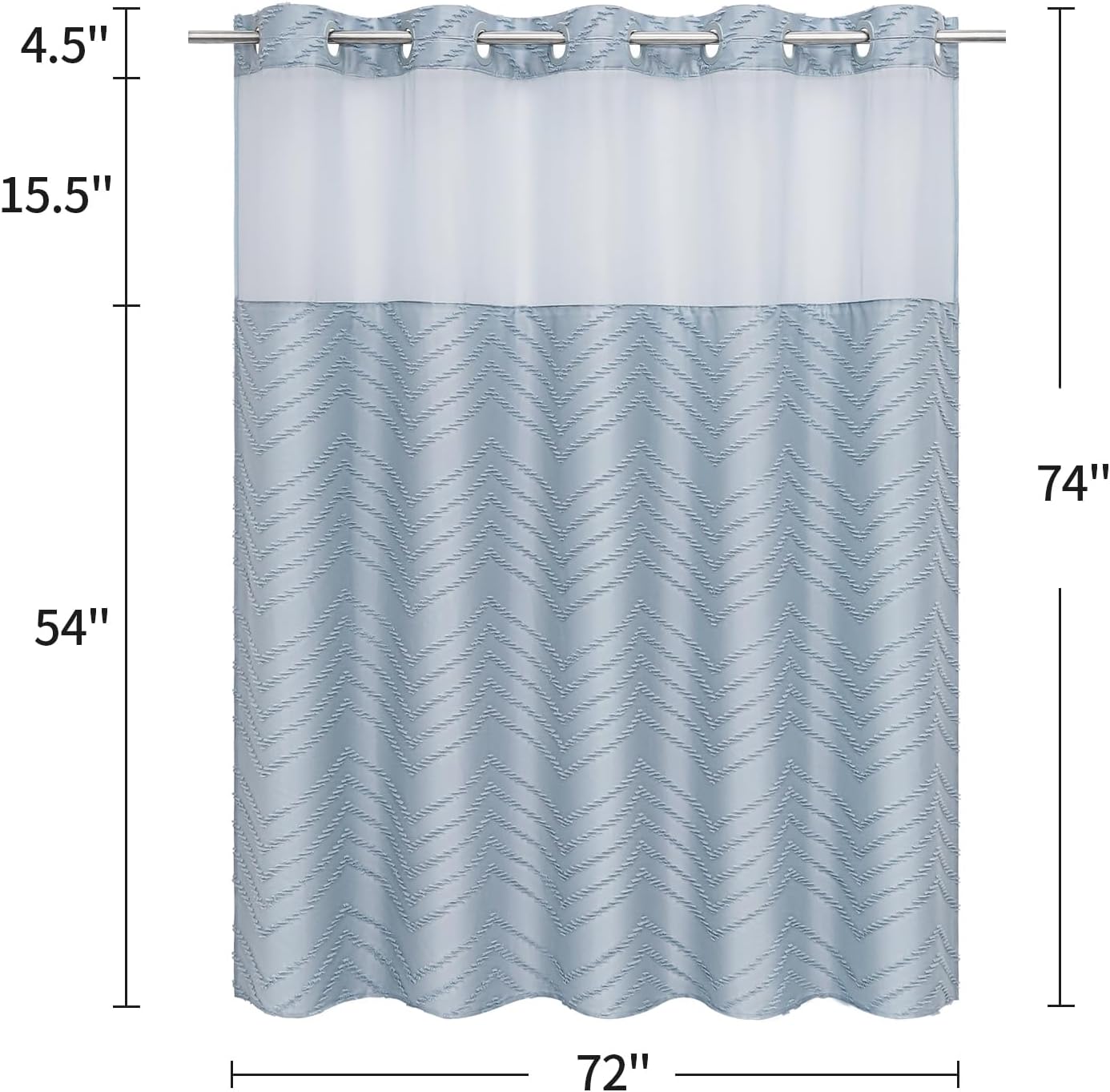 Boho Fog Blue Shower Curtain Set with Snap Liner