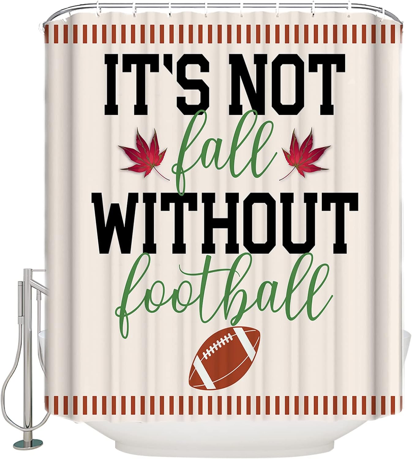 ZOE GARDEN Football Shower Curtain Set 54x78 with Hooks