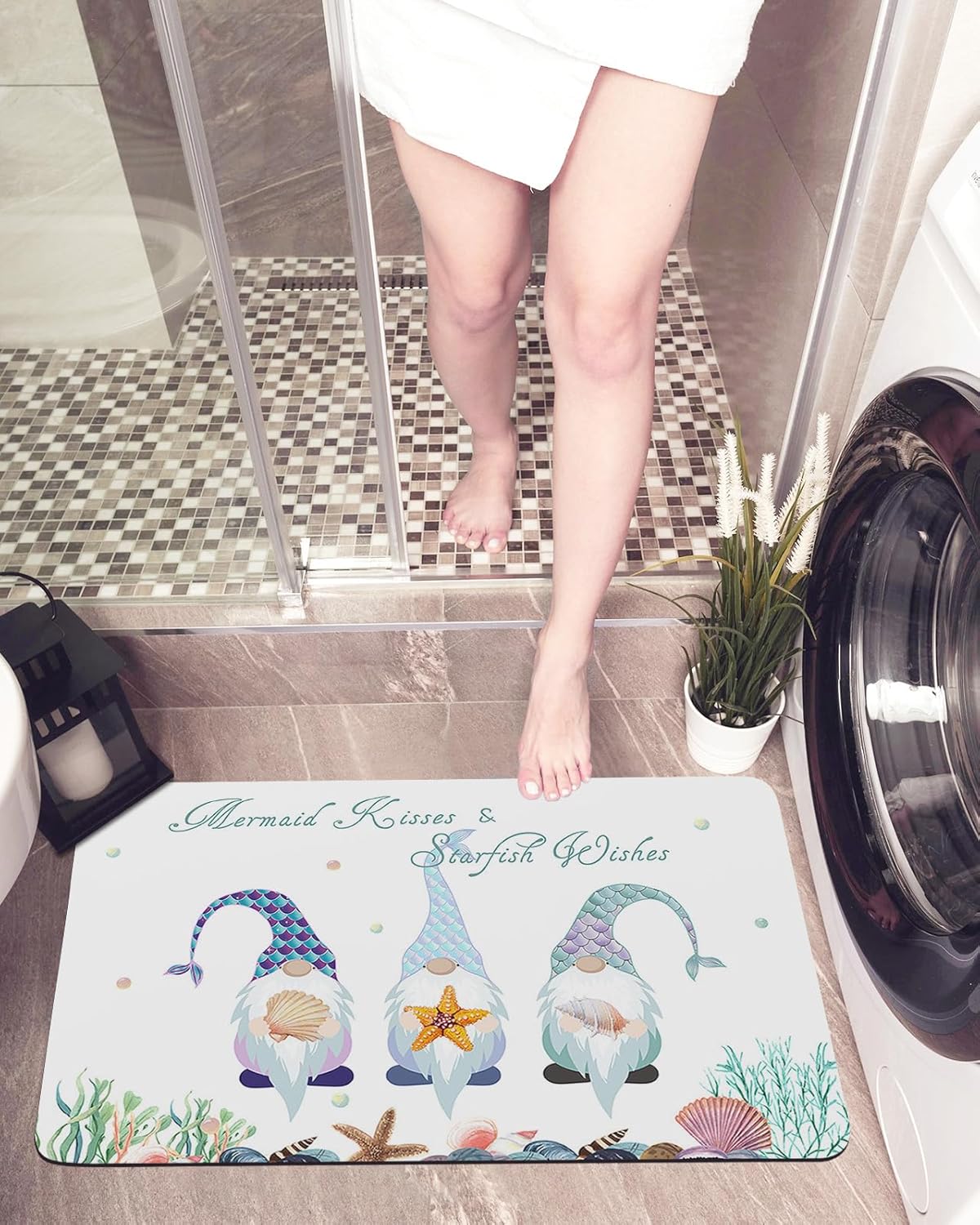 Ocean Mermaid Pygmy Starfish Bath Mat Non-Slip