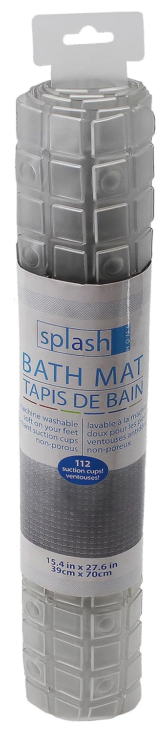 Splash Home Axess Non-Slip Bath Mat with Suction Cups and Drain Holes