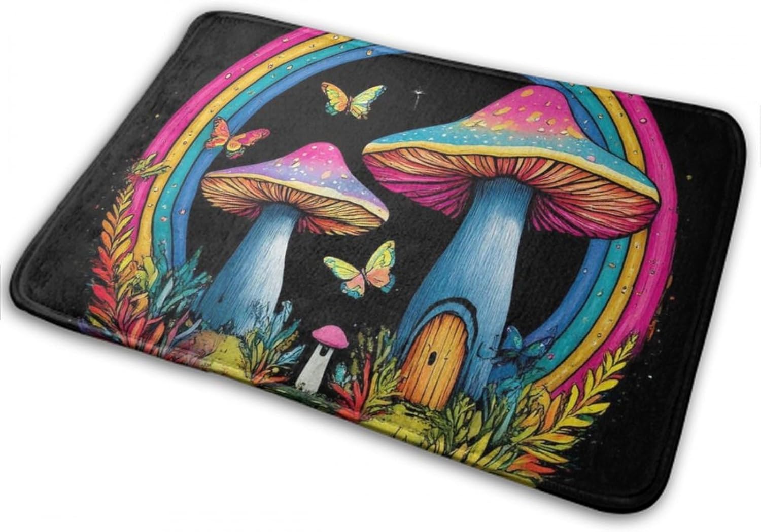 BoomDragon Anti-Slip Trippy Mushroom Bathtub Mat Set