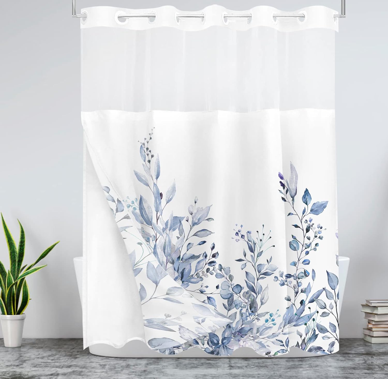 Tititex Serenity Lake Blue Eucalyptus Shower Curtain Set