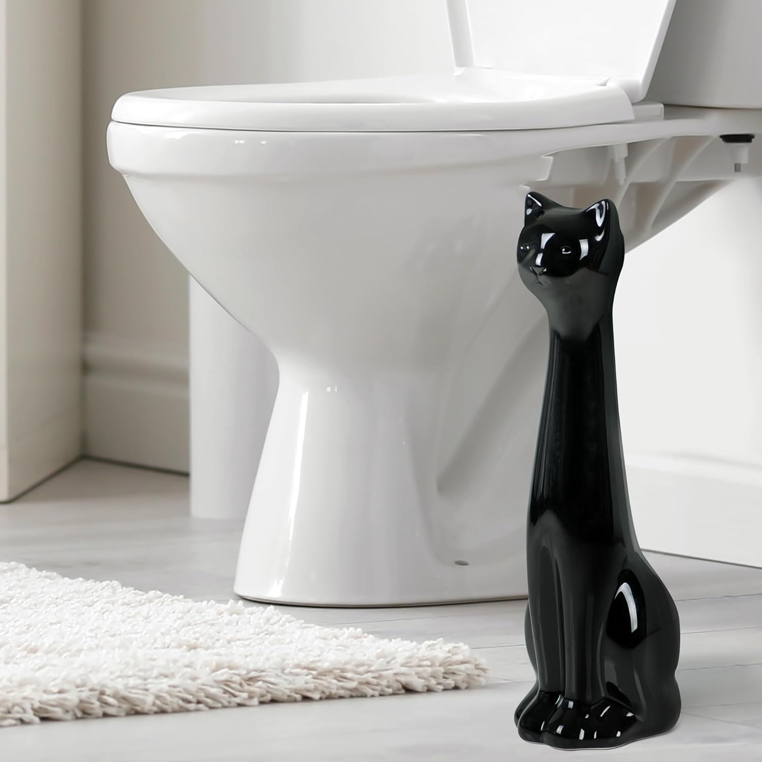 Allure Home Creation Black Cat Toilet Brush Holder and Brush Set 1