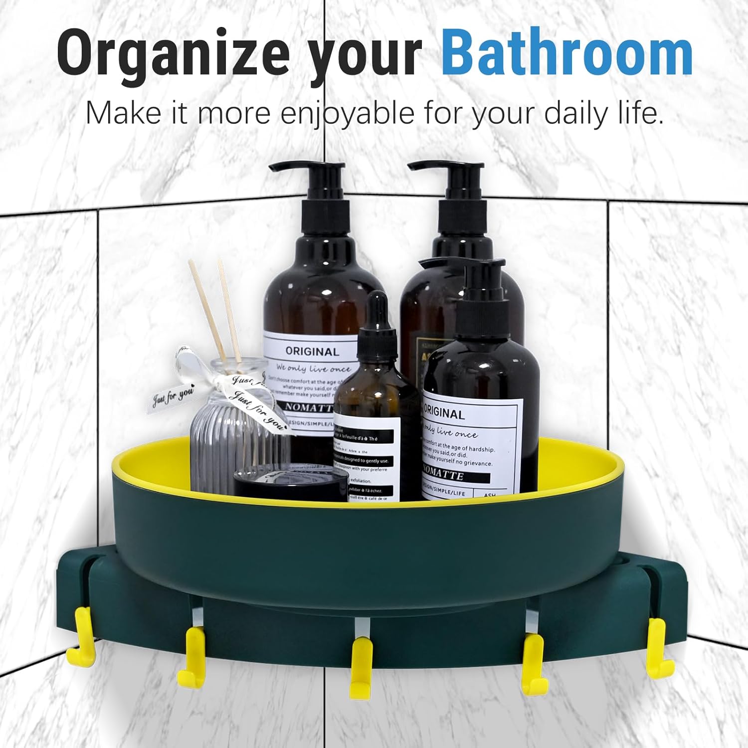 Sarzdras 360 Rotate Corner Shower Caddy Organizer