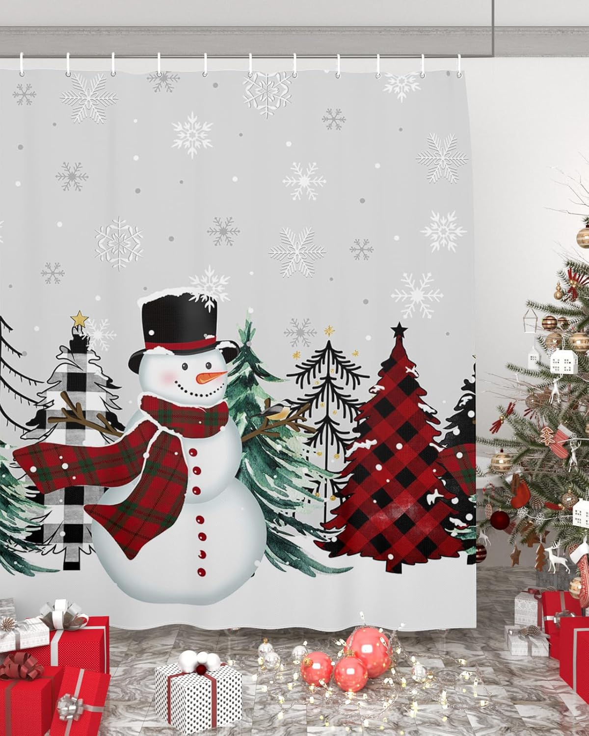 ZOE GARDEN Winter Snowman Shower Curtain Set