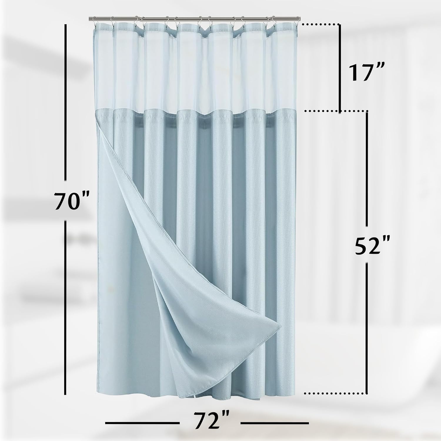 Dainty Home Waffle Weave Shower Curtain Set in Sky Blue