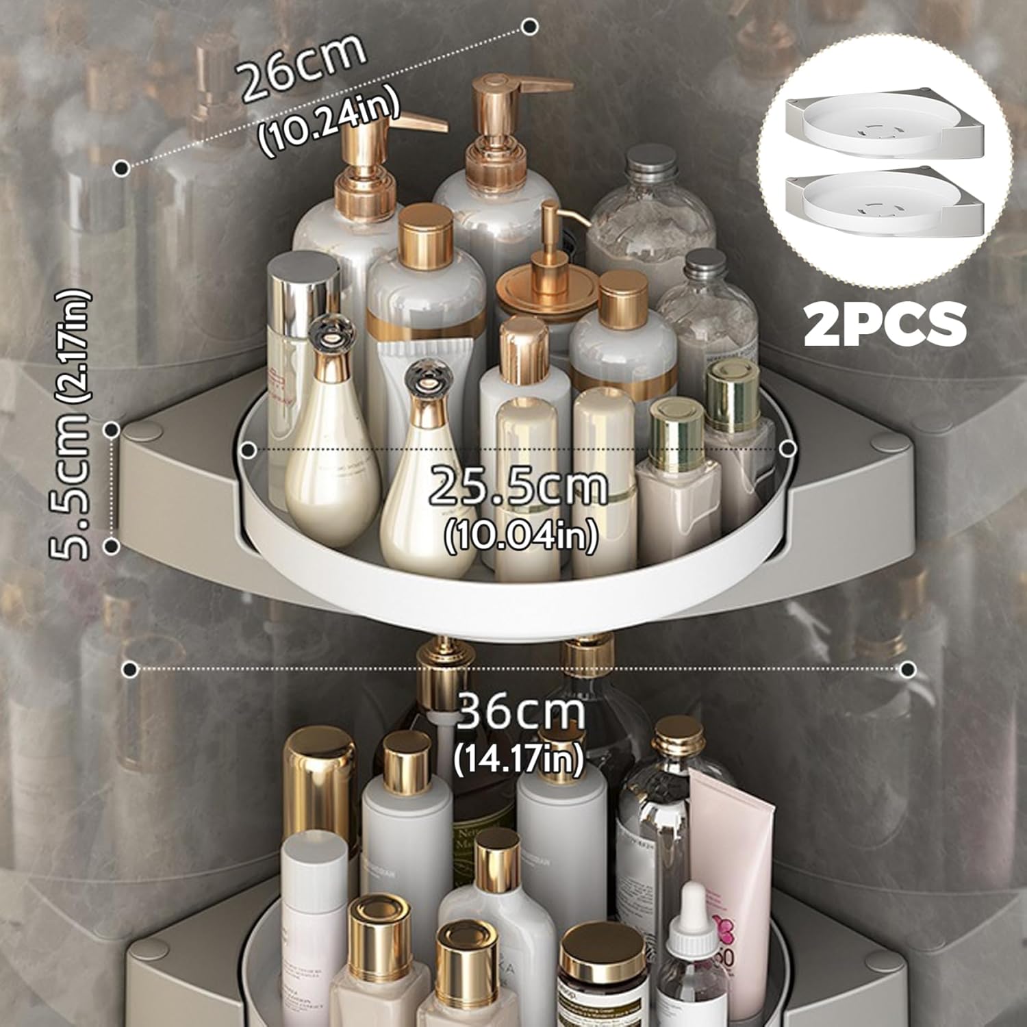 Shower Caddy Corner 2PCS 360 Rotating Organizer