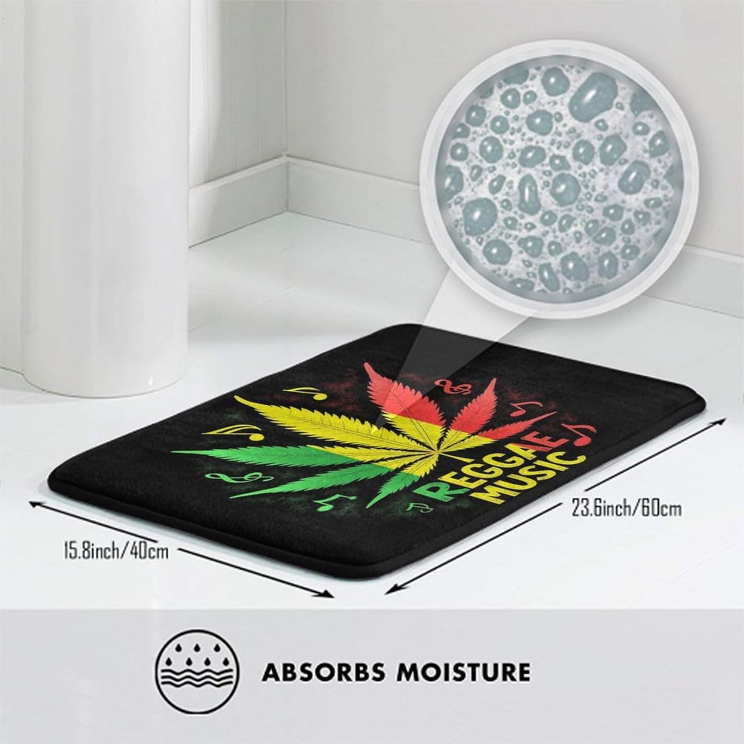 BoomDragon Anti-Slip Washable Bath Mat with Rasta Flag Design