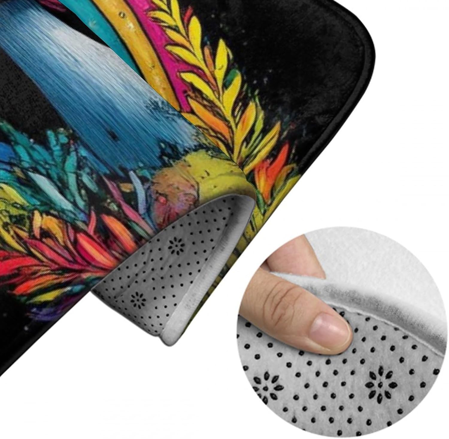 BoomDragon Anti-Slip Trippy Mushroom Bathtub Mat Set
