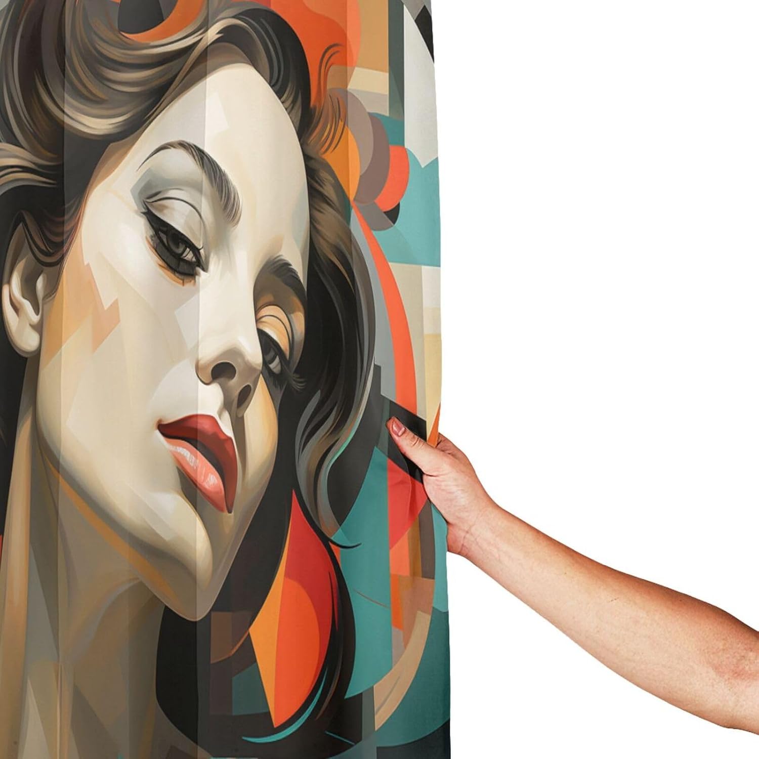 DAOWANGZUO Abstract Girl Boho Shower Curtain Set