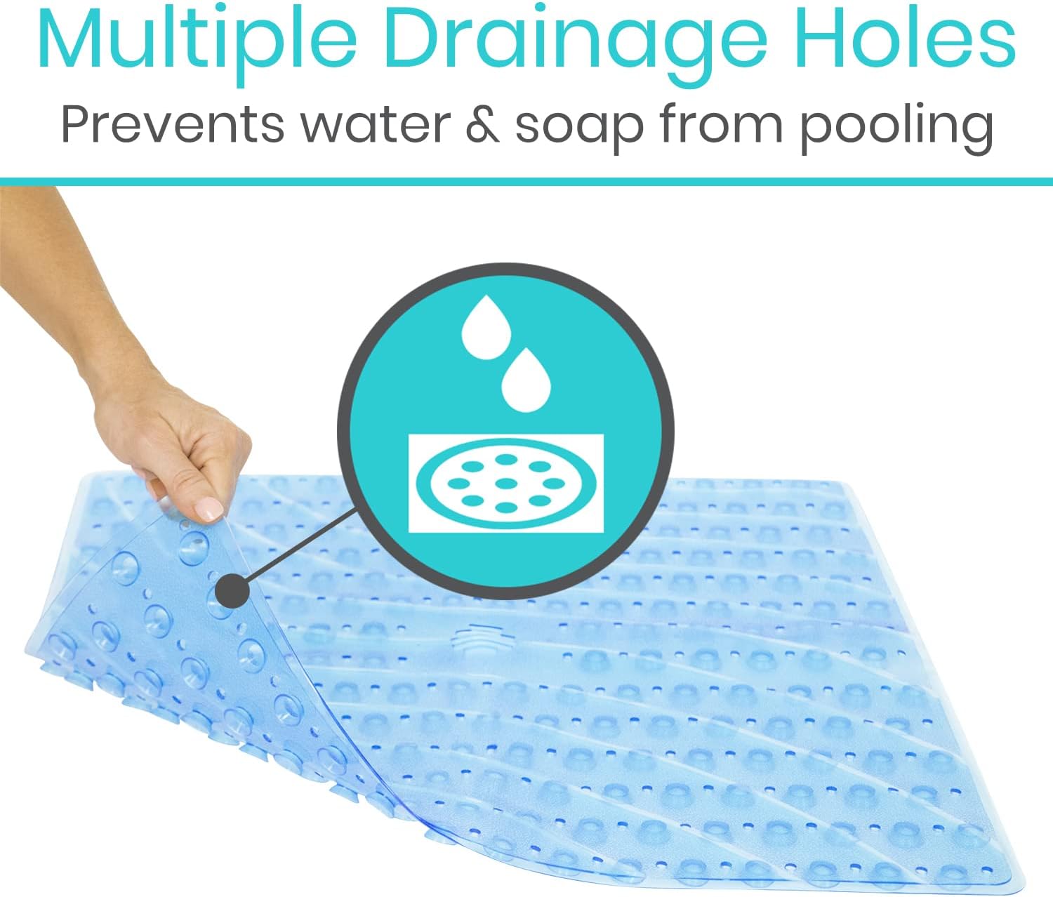 Vive Non-Slip Square Shower Mat with Suction Cups