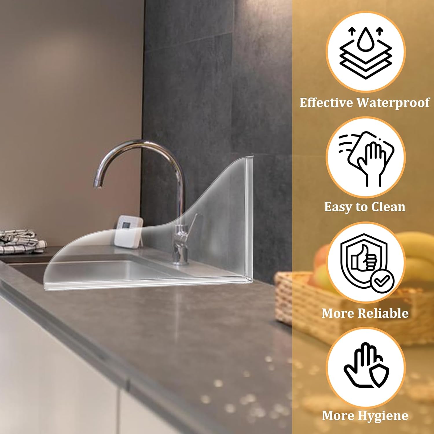 2 Pack Clear Waterproof Shower Splash Guards for Bathtub and Sink