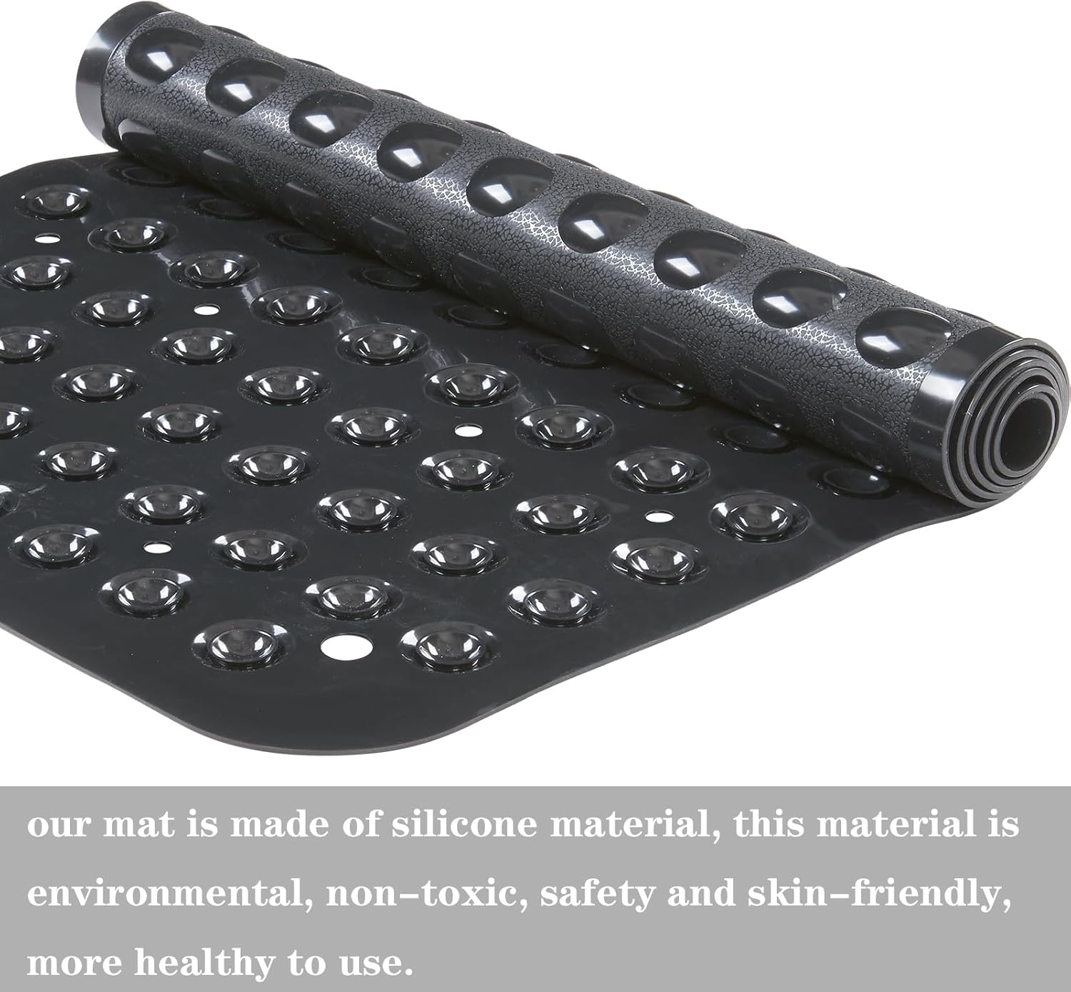 Yanzifly Extra Large Non-Slip Silicone Bath Mat - Black