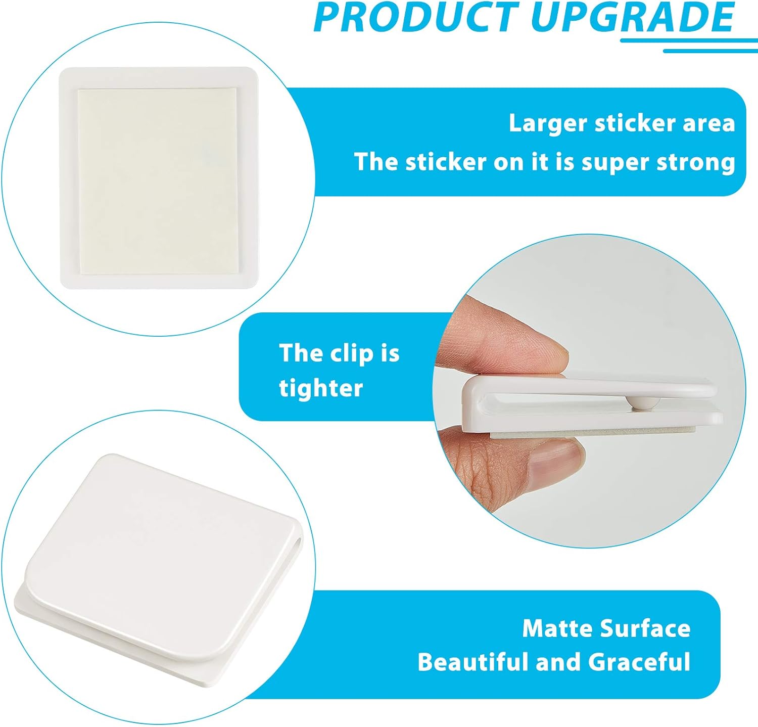 Jetec 2 Piece White Shower Curtain Clips with Adhesive