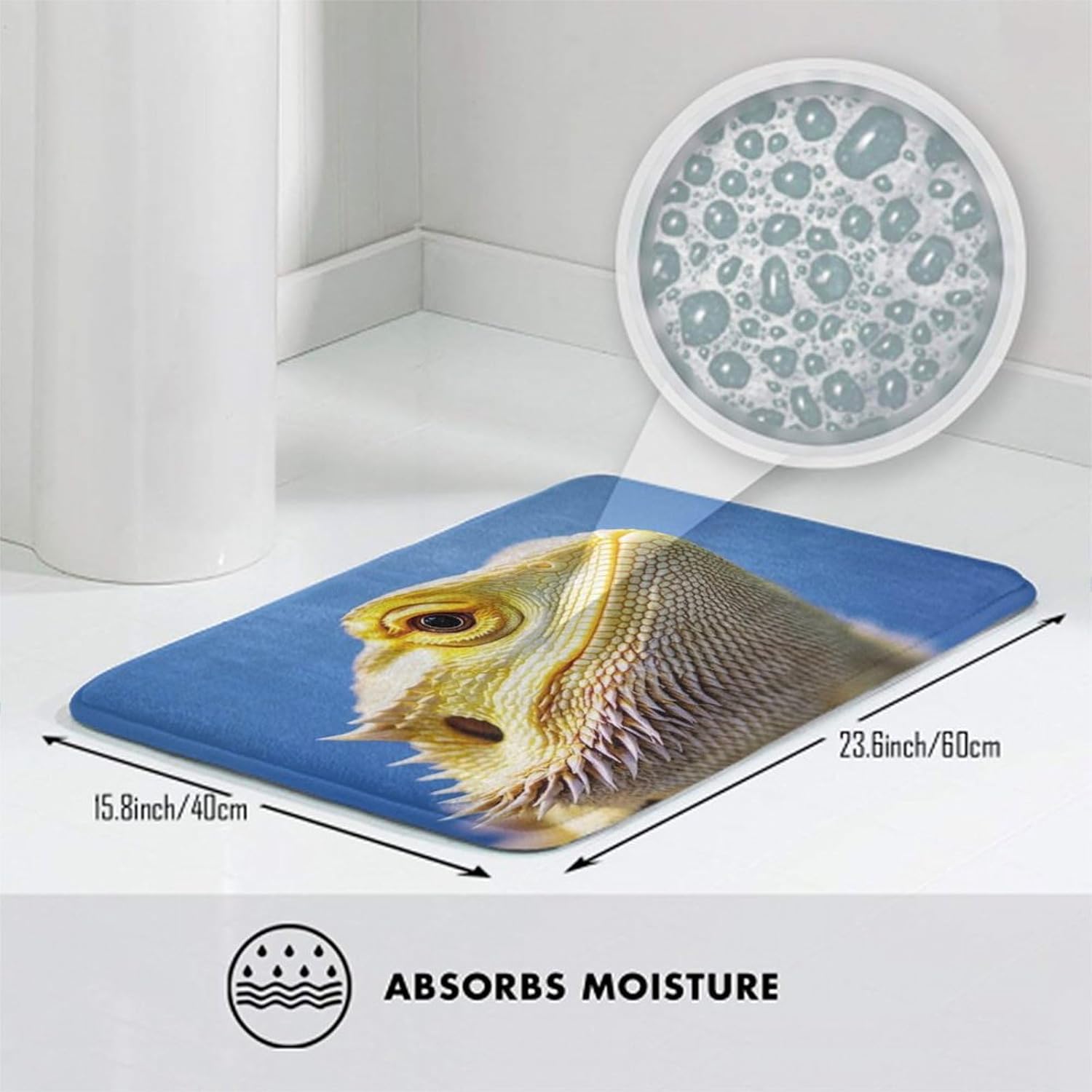 BoomDragon Anti-Slip Bath Mat with Funny Bearded Dragon Design
