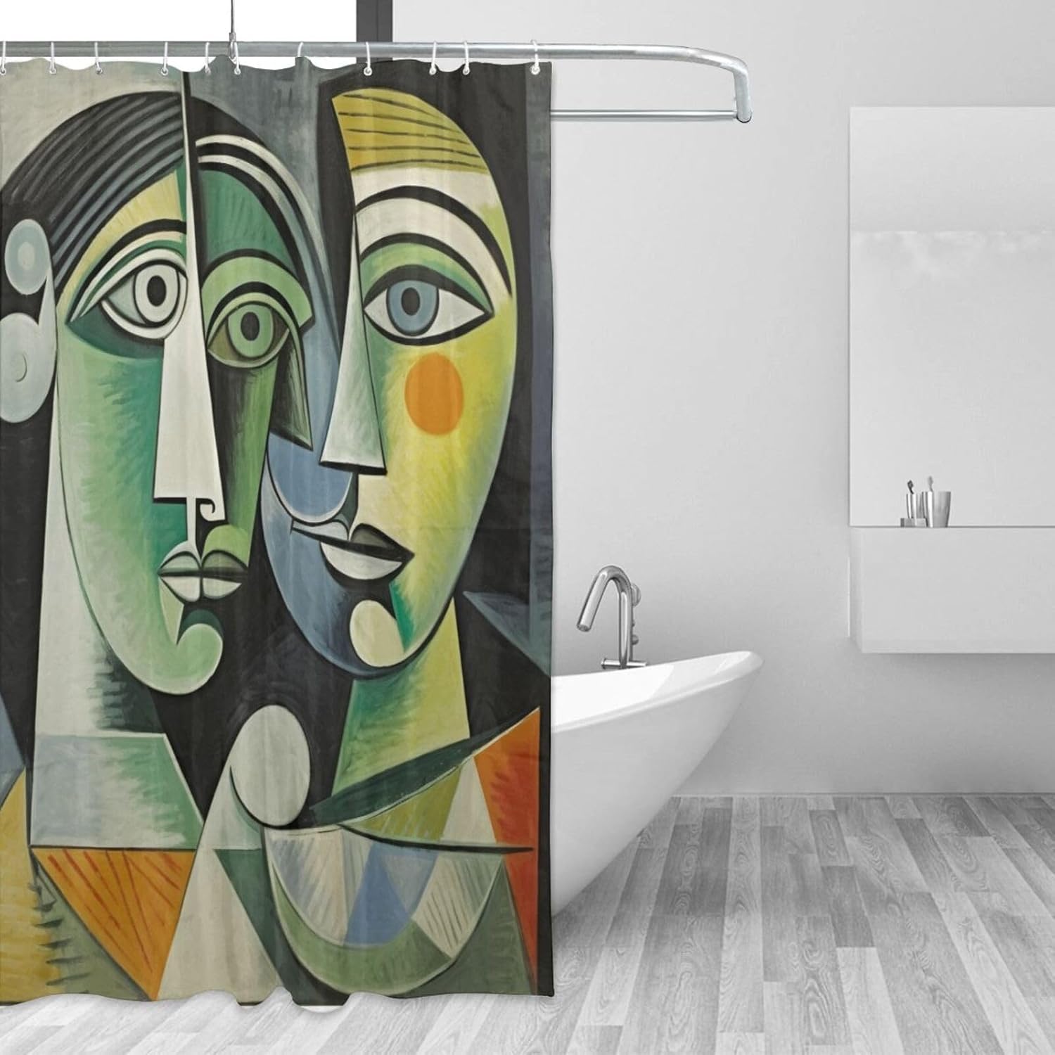 DAOWANGZUO Girl Shower Curtain Set with 12 Hooks 72x72in