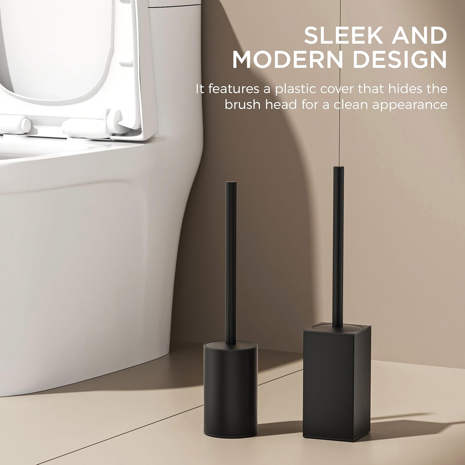 FORIOUS Toilet Brush and Holder Set Matte Black 304 Stainless Steel