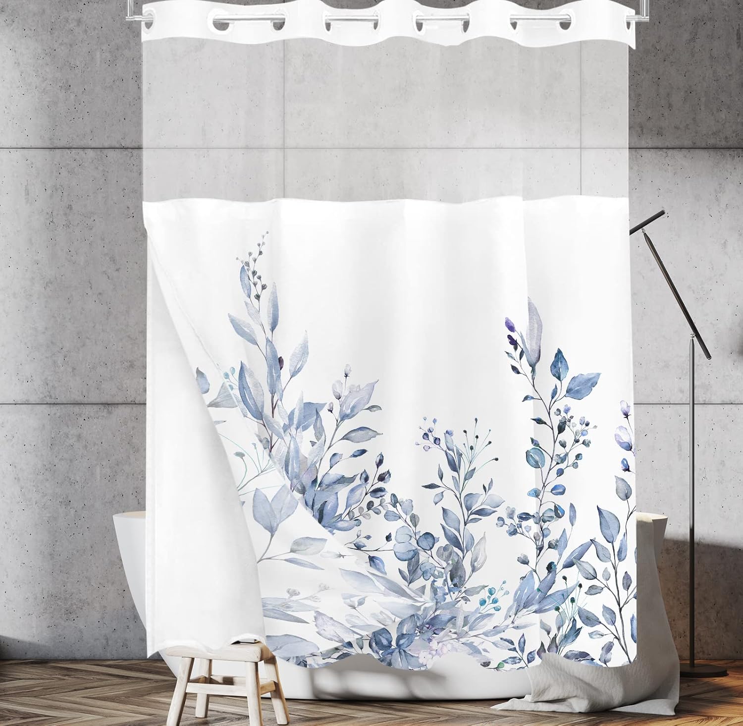Tititex Serenity Lake Blue Eucalyptus Shower Curtain Set