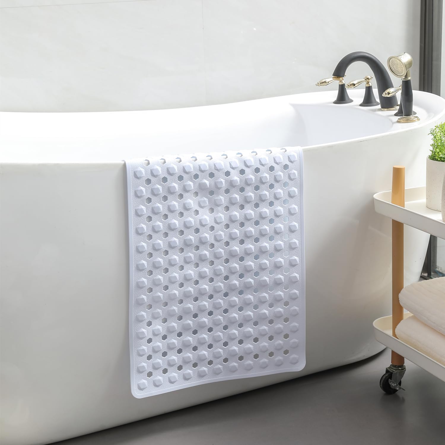 Non-Slip Bathtub Mat with Drain Holes and Suction Cups