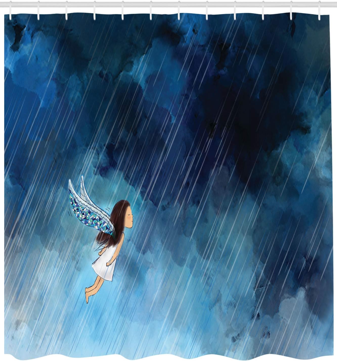 Ambesonne Angel Wings Shower Curtain Set 105 Inches Wide Navy Sky Blue