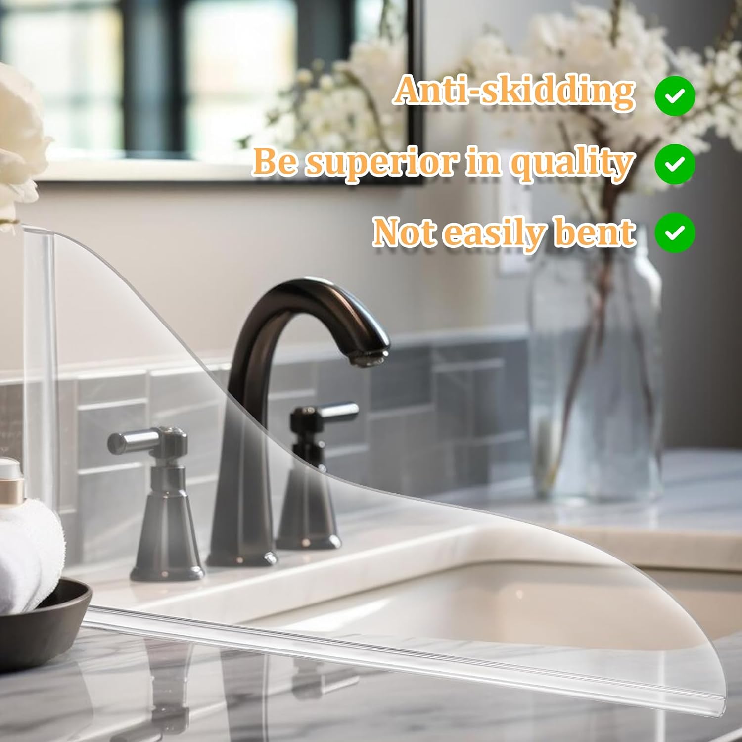2 Pack Clear Waterproof Shower Splash Guards for Bathtub and Sink