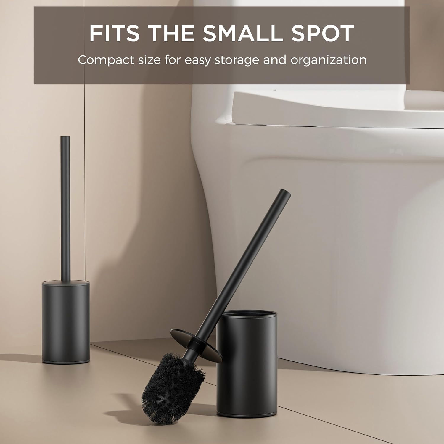 FORIOUS Toilet Brush and Holder Set Matte Black 304 Stainless Steel