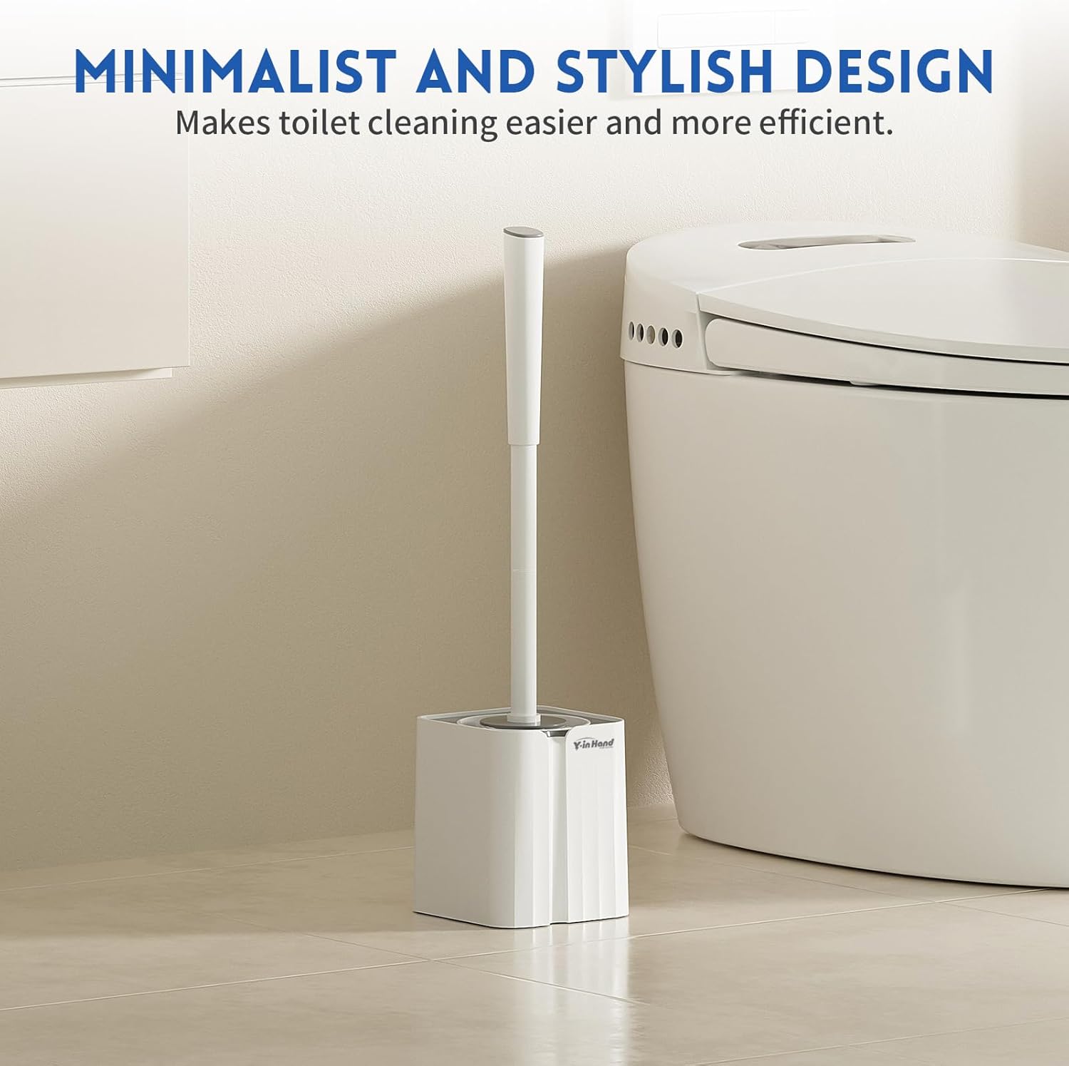 Y-in Hand Toilet Brush and Holder Set - Compact Durable Wall Mountable