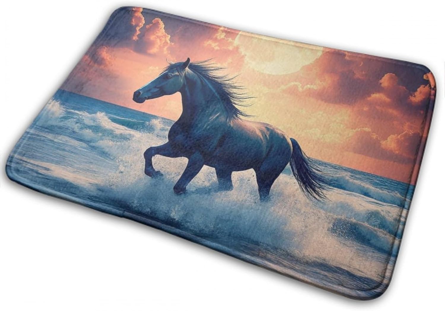 BoomDragon Anti-Slip Washable Bathtub Mat with Wild Horse Art